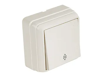 Выключатель 1-клав. проходной (открытый), кремовый, BRON, MUTLUSAN