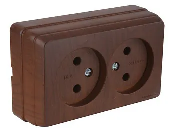 Розетка 2-ая (открытая, б/з) орех, BRON, MUTLUSAN