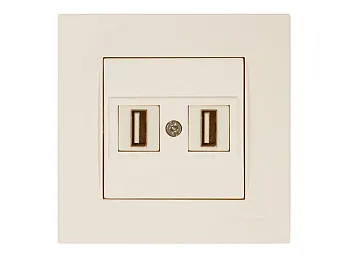 Розетка компьютерная 2хUSB (скрытая) кремовая (не для зарядки) RITA, MUTLUSAN