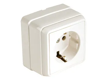 Розетка 1-ая (открытая, с/з) кремовая, BRON, MUTLUSAN