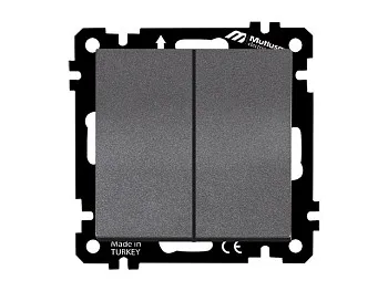 Выключатель 2-клав. (скрытый, без рамки, винт. зажим) дымчатый, DARIA, MUTLUSAN