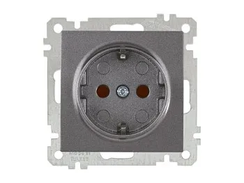Розетка 1-ая (скрытая, с/з, шторки) дымчатая, ELITRA, MUTLUSAN