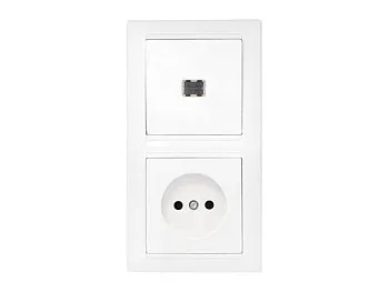 Блок выкл. 1 клав. + розетка (скрытая, б/з) со световой индикацией, белая, Стиль, BYLECTRICA