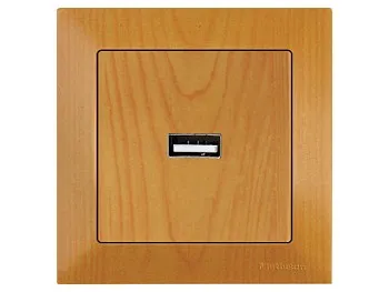 Розетка 1-ая USB (скрытая) дуб, DARIA, MUTLUSAN