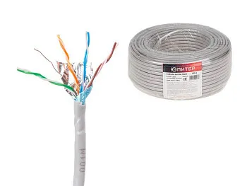 Кабель витая пара F/UTP Cat5E 4х2х24AWG (0.51мм) 50м, медь, внутр. (ПВХ) Юпитер
