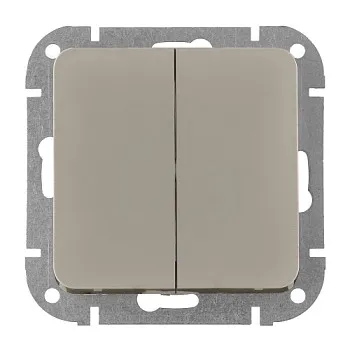 Выключатель 2 клав. (cкрытый, 10А) песочный, Astrum, BYLECTRICA