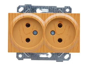 Розетка 2-ая (скрытая, б/з, керамика) дуб, RITA, MUTLUSAN