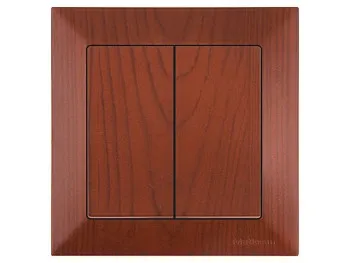 Выключатель 2-клав. (скрытый, винт. зажим) вишня, DARIA, MUTLUSAN