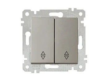 Выключатель проходной 2-клав. (скрытый, без рамки, винт. зажим) титан, RITA, MUTLUSAN
