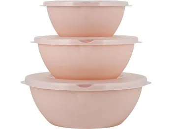 Набор мисок с крышками, 3 шт., Helsinki, персиковая карамель, PLAST TEAM