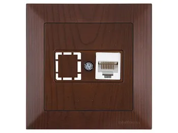 Розетка компьютерная 1xRJ45 (Cat5e, скрытая) орех, DARIA, MUTLUSAN