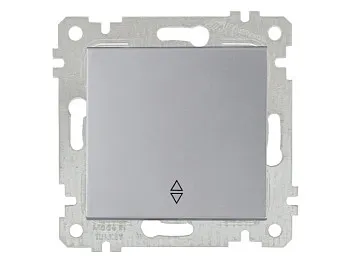 Выключатель проходной 1-клав. (скрытый, без рамки, винт. зажим) серебро, RITA, MUTLUSAN