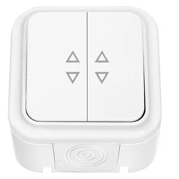 Выключатель 2 клав. (открытый, 10А, брызг. защ.) белый, Пралеска Аква, BYLECTRICA