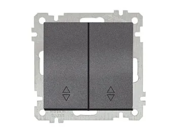 Выключатель проходной 2-клав. (скрытый, винт. зажим) дымчатый, ELITRA, MUTLUSAN