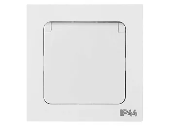 Розетка 1-ая с з/к крышкой (скрытая, с/з, з/ш, брызг. защ.) белая, Astrum, BYLECTRICA