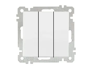Выключатель 3-клав. (скрытый, винт. зажим) белый, ELITRA, MUTLUSAN