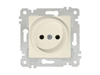Розетка 1-ая (скрытая, без рамки, б/з) кремовая, RITA, MUTLUSAN