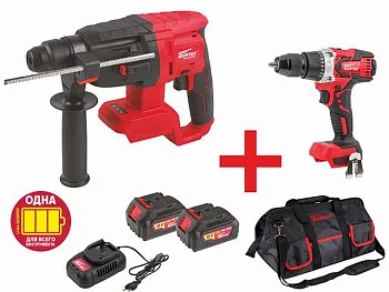 Аккум. перфоратор WORTEX CRH 1824-1 в кор. ALL1 + АКЦИЯ!(дрель-шур, 4А акб 2шт., з/у, сумка)