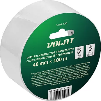 Скотч упаковочный прозрачный 48ммх100м ВОЛАТ