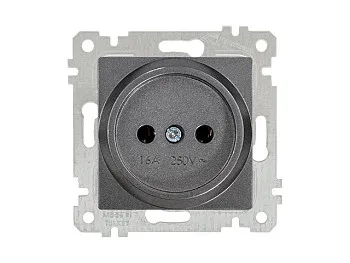 Розетка 1-ая (скрытая, без рамки, б/з) дымчатая, RITA, MUTLUSAN