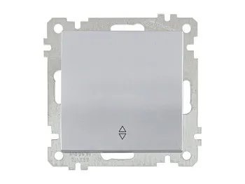 Выключатель проходной 1-клав. (скрытый, винт. зажим) серебро, ELITRA, MUTLUSAN