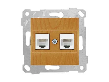 Розетка компьютерная 2xRJ45 (Cat5e, скрытая, без рамки) дуб, RITA, MUTLUSAN