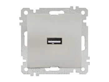 Розетка 1-ая USB (скрытая, без рамки) титан, DARIA, MUTLUSAN