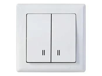 Выключатель 2-клав. (с подсветкой, скрытый, винт. зажим) белый, DARIA, MUTLUSAN