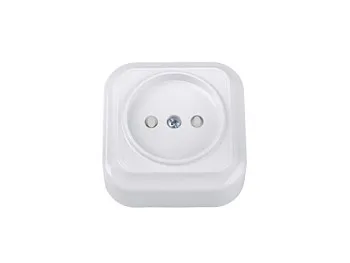 Розетка 1-ая (открытая, б/з, з/ш) белая, Вариант, Bylectrica