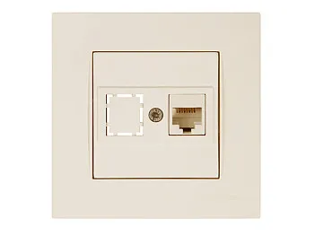 Розетка компьютерная 1xRJ45 (Cat6, скрытая) кремовая, RITA, MUTLUSAN
