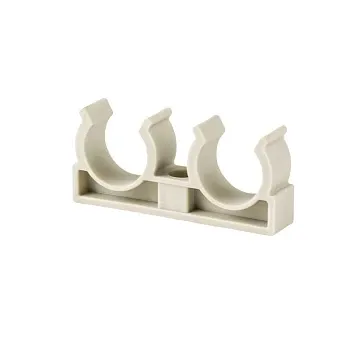 Клипса (опора) для труб ПП двойная d25, сер. РТП