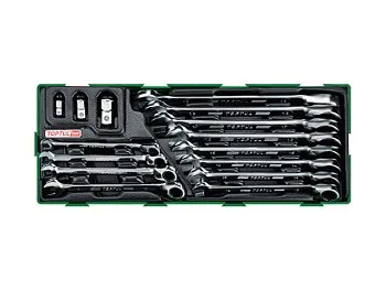 Набор-сет ключей комбинир. с перекл. трещоткой 15предм. TOPTUL
