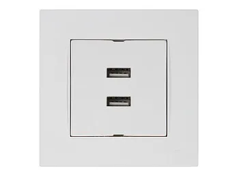 Розетка компьютерная 2хUSB (скрытая, горизонт.) белая, RITA, MUTLUSAN