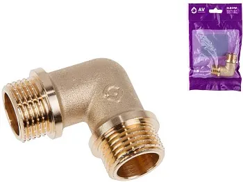 Колено 1/2" нар.-нар. с ограничителем, AV Engineering (инд. упак.)