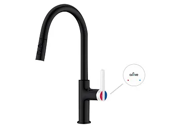 Смеситель для кухни (Lt) D35, серия Rose черный + белый, a-five