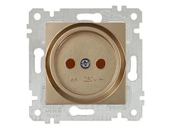 Розетка 1-ая (скрытая, без рамки, б/з, шторки) золото, RITA, MUTLUSAN