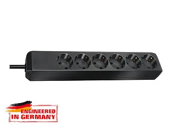 Удлинитель 1.5м (6 роз., 3.3кВт, с/з, ПВС) черный Brennenstuhl Eco-Line