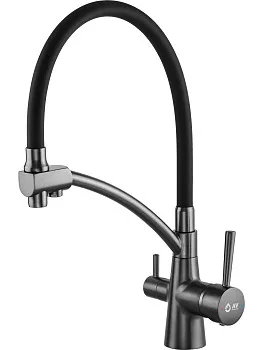 Смеситель для кухни (Lt) D35, серия LUX с краном для пит. воды графит AV Engineering