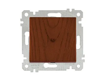 Выключатель 1-клав. (скрытый, без рамки, пруж. зажим) орех, RITA, MUTLUSAN