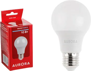 Лампа светодиодная A60 СТАНДАРТ 10Вт 230В E27 6000K AURORA