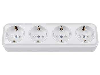 Розетка 4-ая (открытая, с/з, з/ш) белая, Вариант, Bylectrica