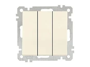 Выключатель 3-клав. (скрытый, без рамки, пруж. зажим) кремовый, DARIA, MUTLUSAN