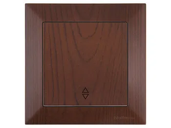 Выключатель проходной 1-клав. (скрытый, пруж. зажим) орех, DARIA, MUTLUSAN