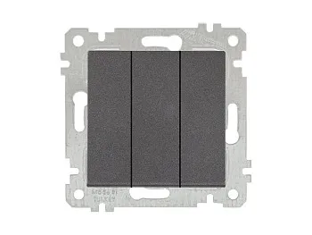 Выключатель 3-клав. (скрытый, без рамки, пруж. зажим) дымчатый, RITA, MUTLUSAN