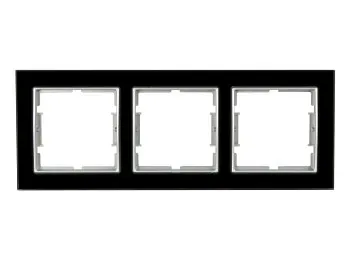 Рамка 3-ая горизонтальная черное стекло ELITRA, MUTLUSAN