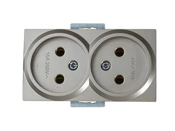 Розетка 2-ая (скрытая, б/з) титан, RITA, MUTLUSAN