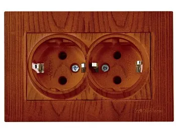 Розетка 2-ая (скрытая,с/з) орех, RITA, MUTLUSAN