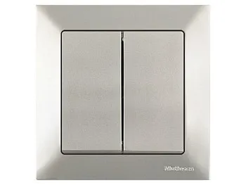 Выключатель 2-клав. (скрытый, пруж. зажим) титан, DARIA, MUTLUSAN