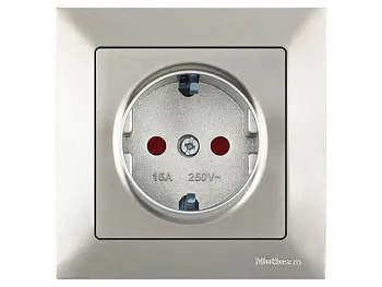 Розетка 1-ая (скрытая, с/з, шторки) титан, DARIA, MUTLUSAN