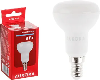Лампа светодиодная R50 8Вт 230В E14 6000K AURORA